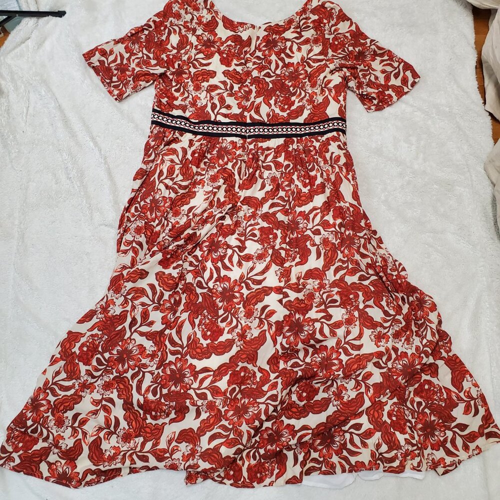 eshakti Red and Cream Floral Maxi Dress